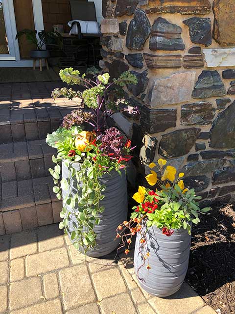 Fall front porch pots