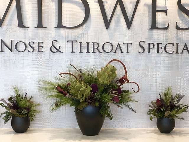 Faux winter flower arrangements